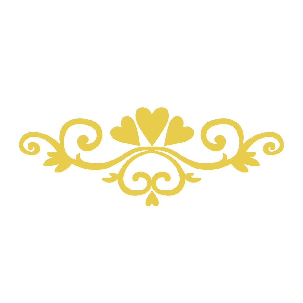 Golden Ornamental Border With Hearts Icon vector