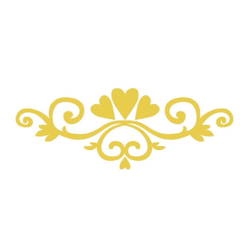 Golden Ornamental Border With Hearts Icon vector