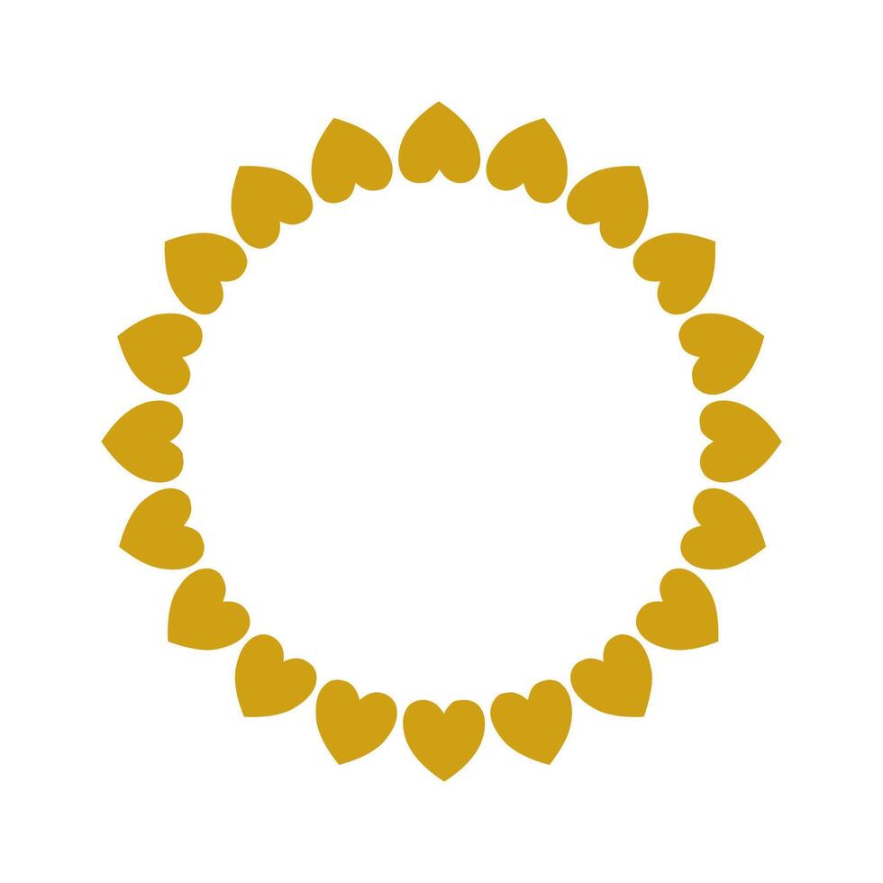 Cute Golden Heart Circle Frame vector