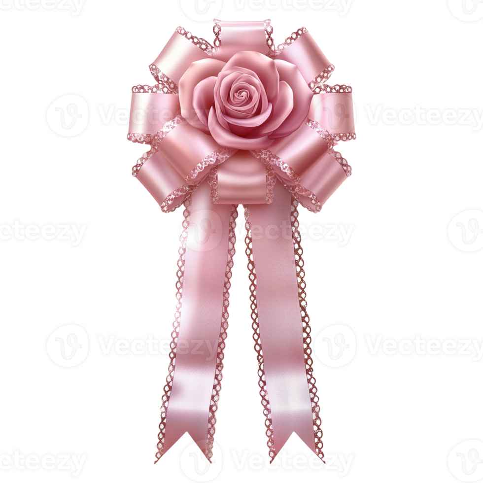 AI generated Pink satin bow isolated on transparent background png