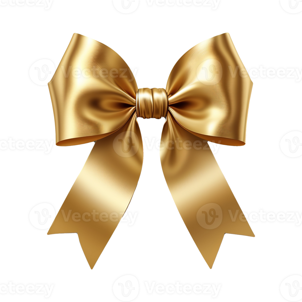 AI generated Golden bow isolated on transparent background png