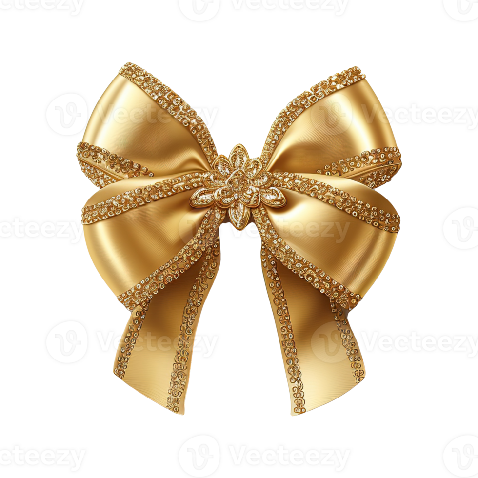 AI generated Golden bow isolated on transparent background png