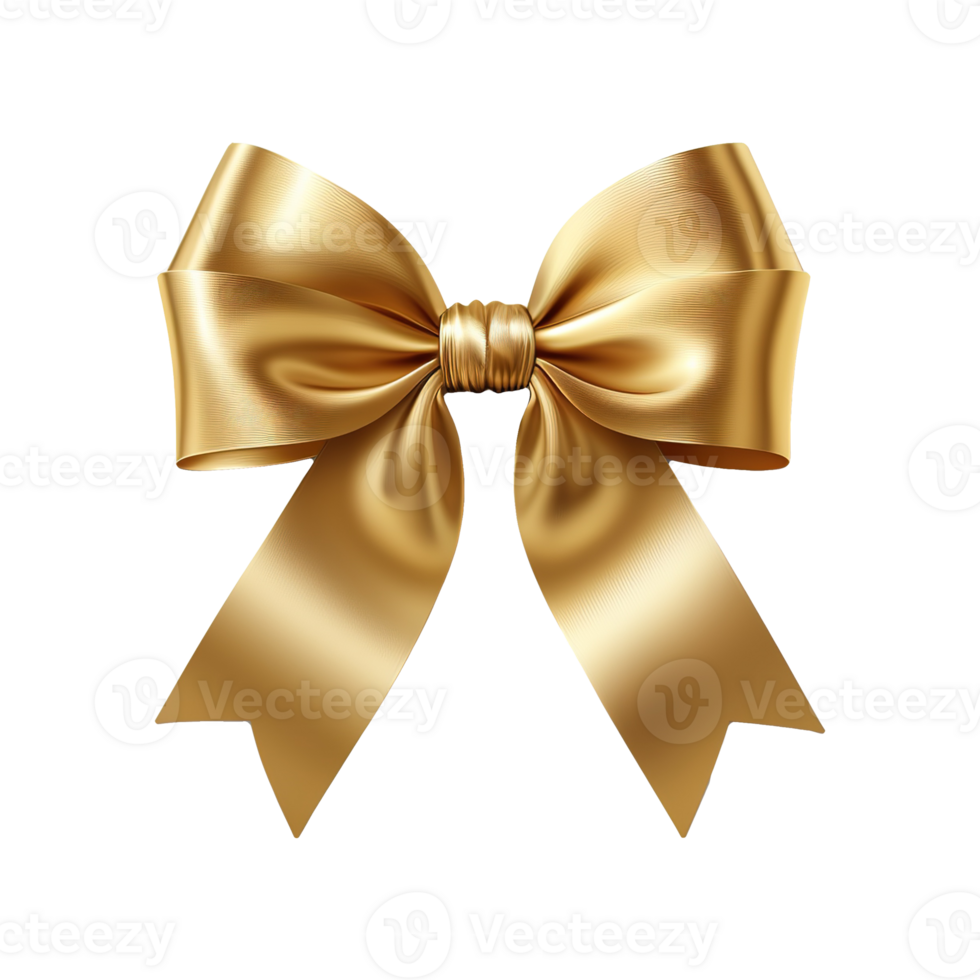 AI generated Golden bow isolated on transparent background png