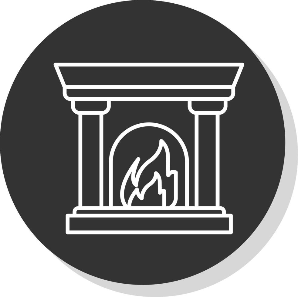 Fireplace Line Grey  Icon vector