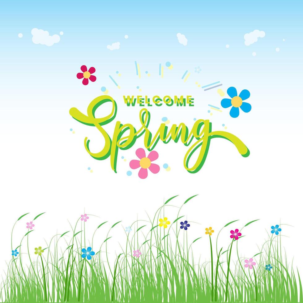 Welcome Spring Poster. Spring Background Template vector