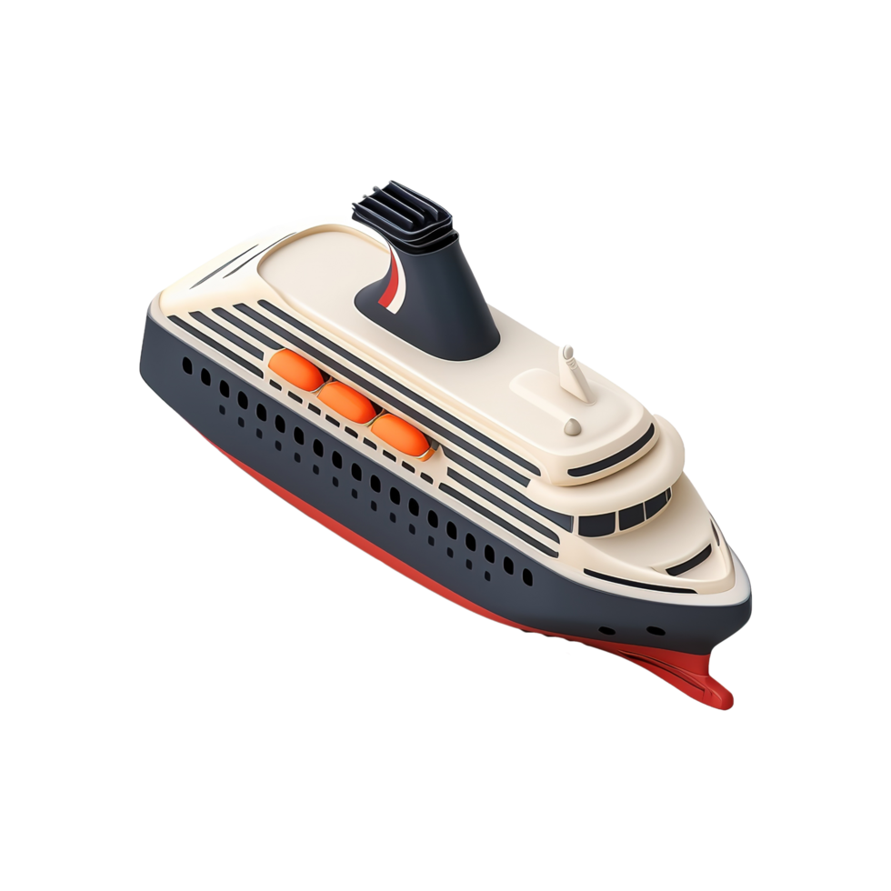 AI generated Cruise ship 3d icon isolated on transparent background png