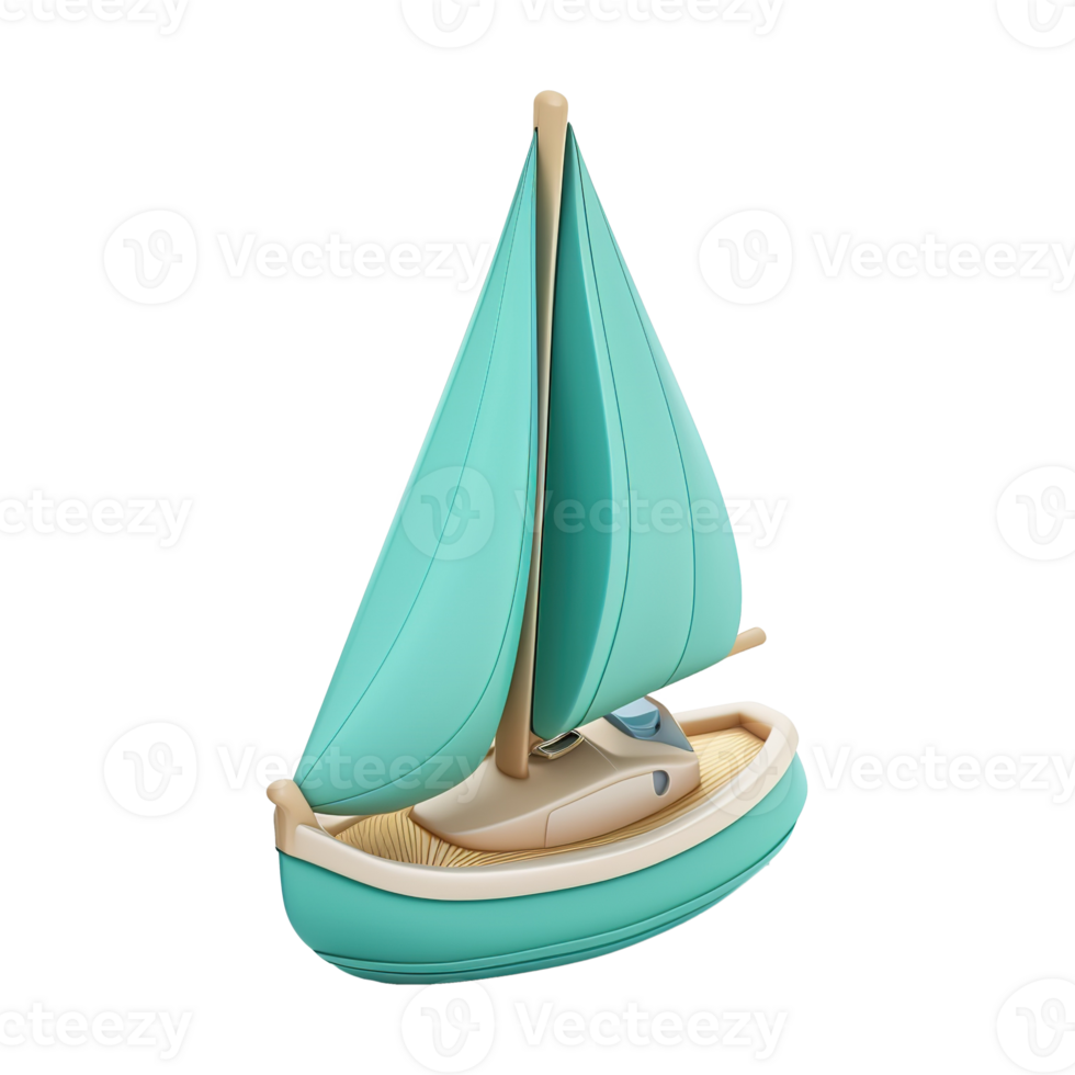 AI generated Sailboat 3d icon isolated on transparent background png