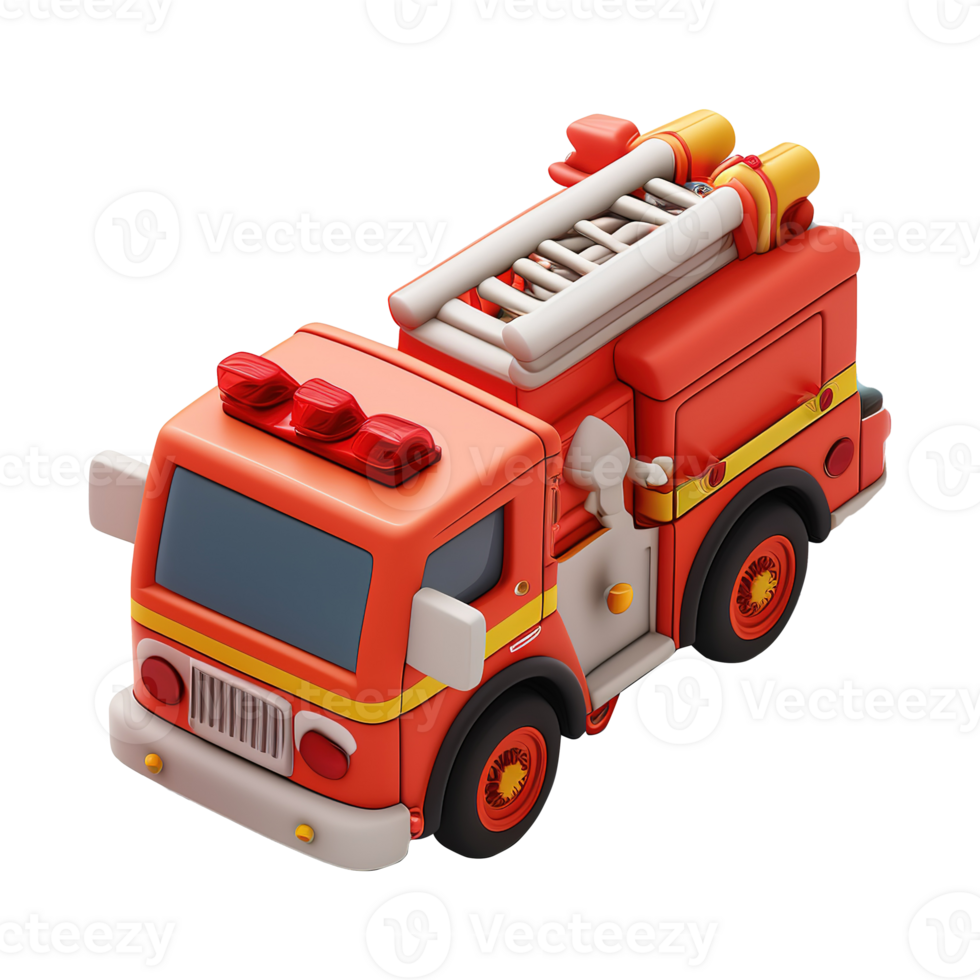 AI generated Fire engine 3d icon on a transparent background png