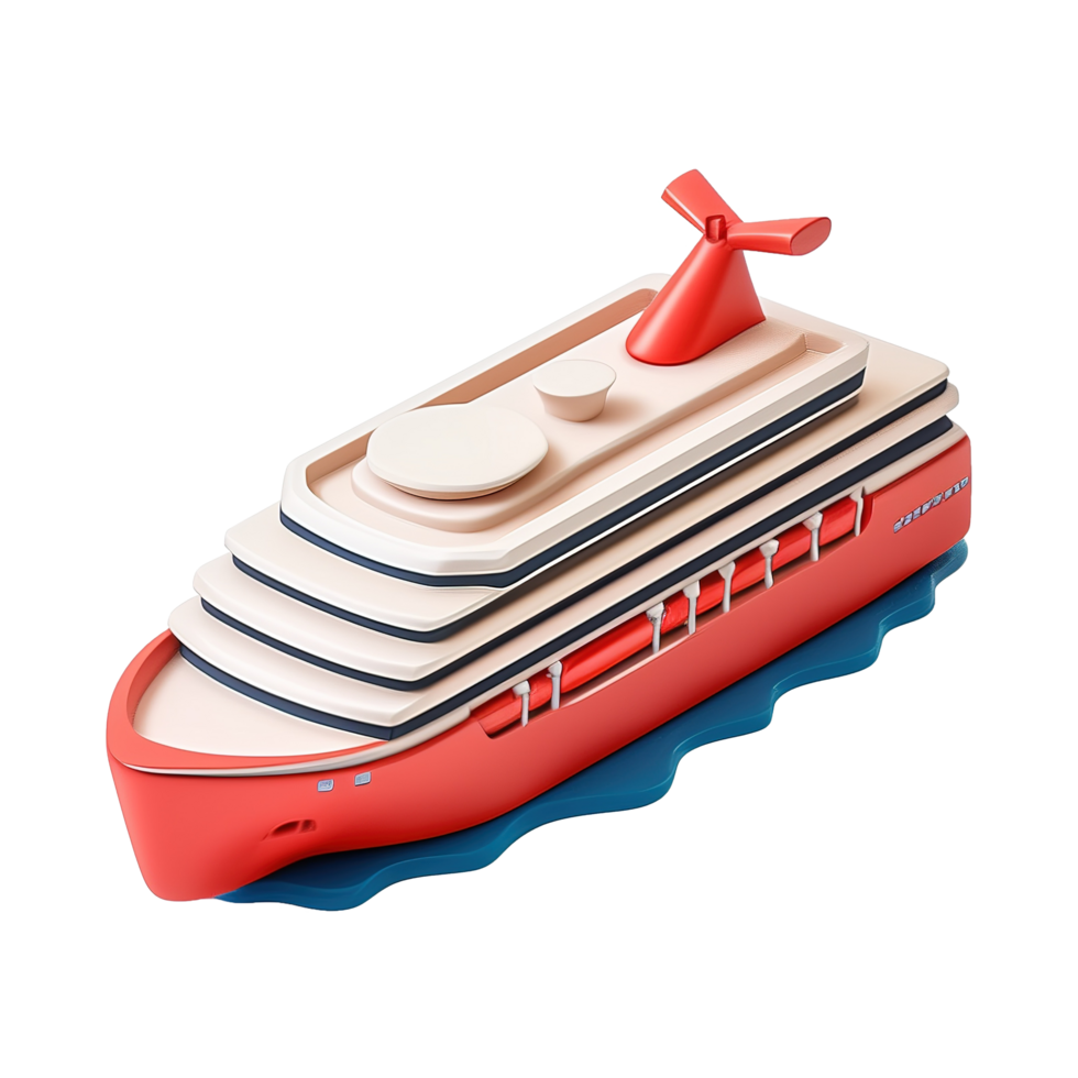 AI generated Cruise ship 3d icon isolated on transparent background png