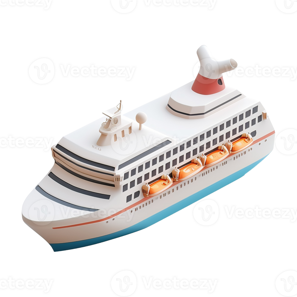 AI generated Cruise ship 3d icon isolated on transparent background png