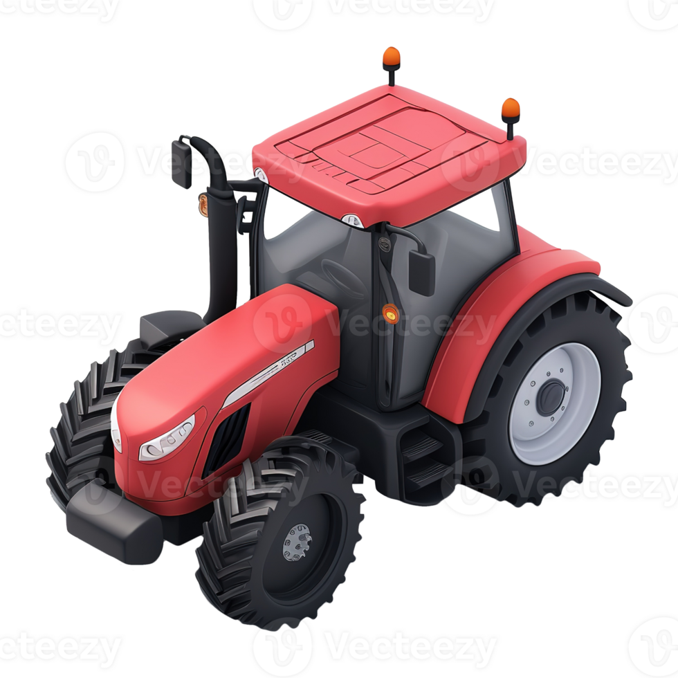 AI generated tractor 3d icon isolated on a transparent background png