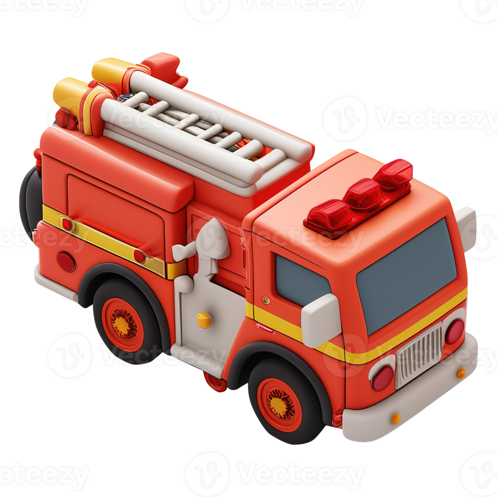 AI generated Fire engine 3d icon on a transparent background png