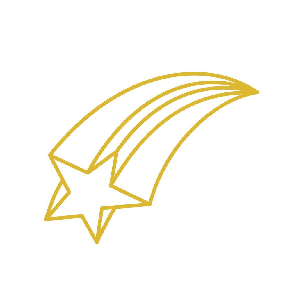 Flying Golden Shooting Star Line Icon vector