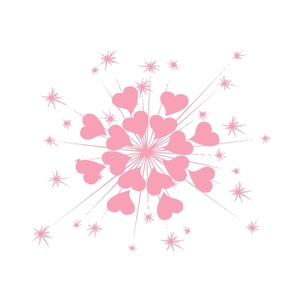 Pink Fireworks Heart Vector Illustration