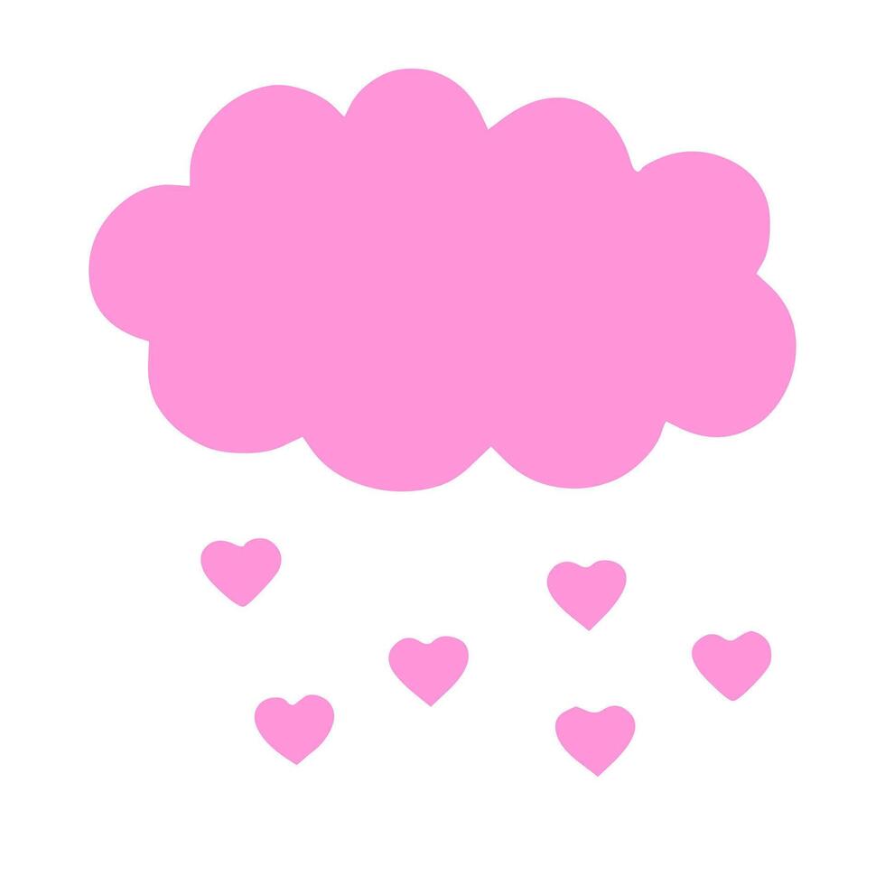 lloviendo corazones desde dibujos animados rosado nube vector