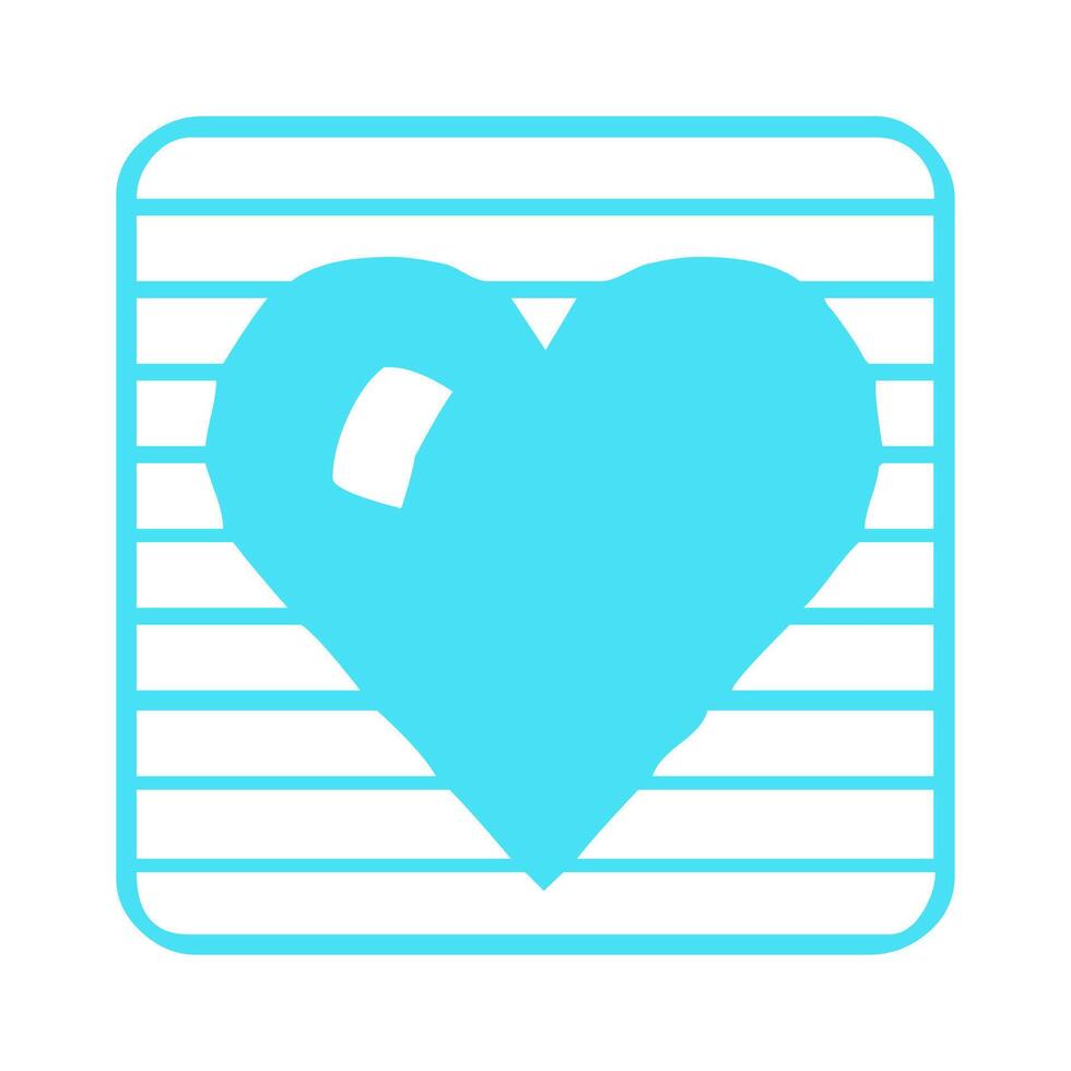 Blue Heart On Line Pattern Icon vector