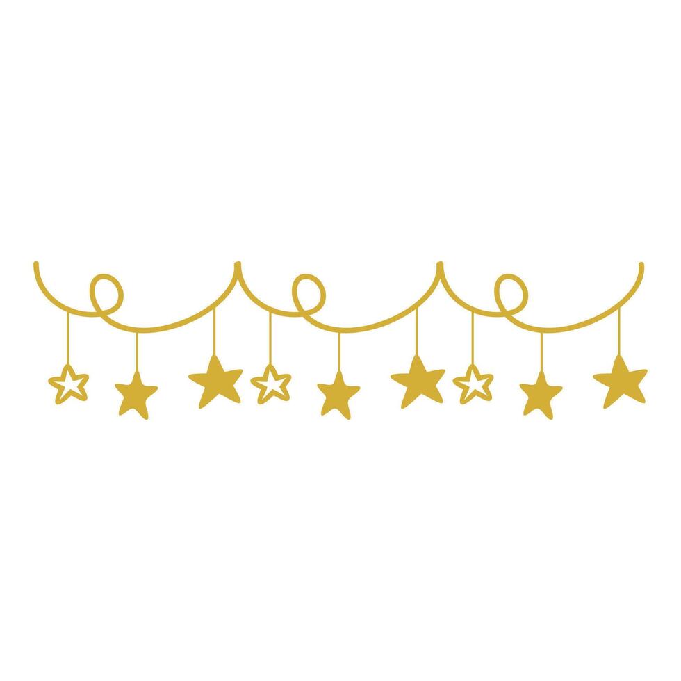 Golden Stars Decorative Garland vector