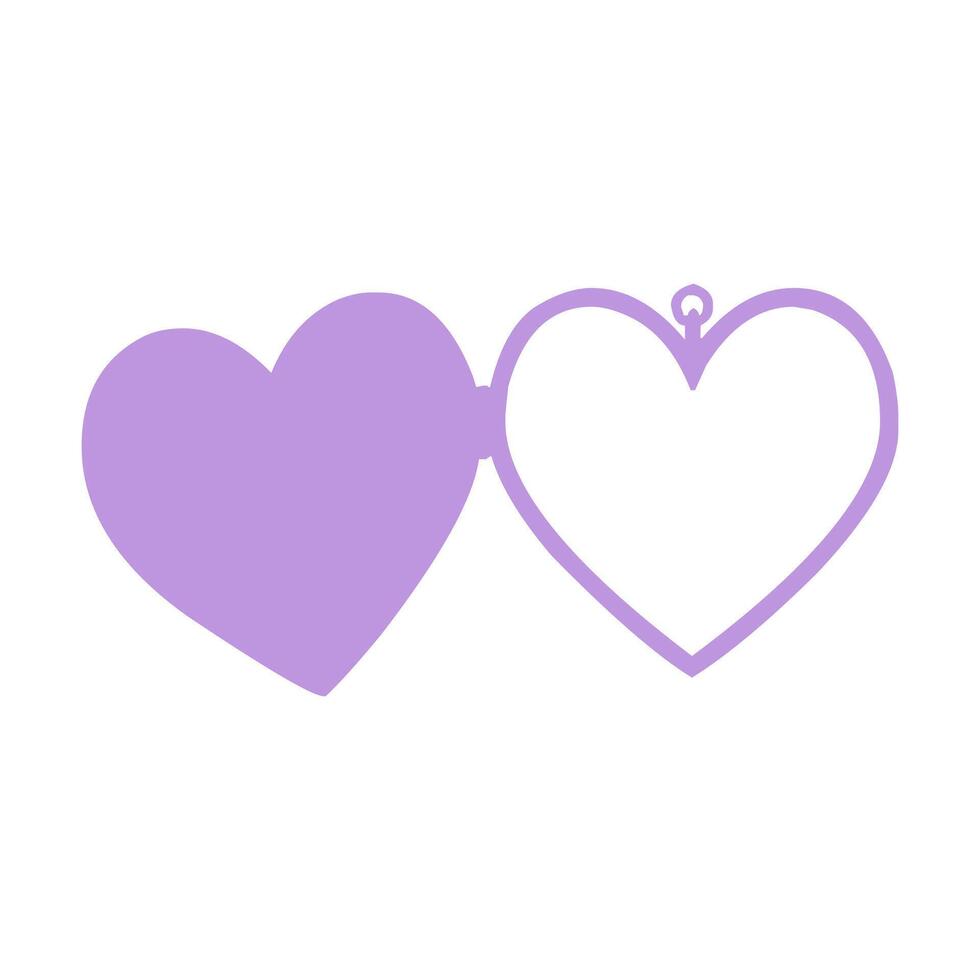 Violeta doble corazón foto marco icono vector