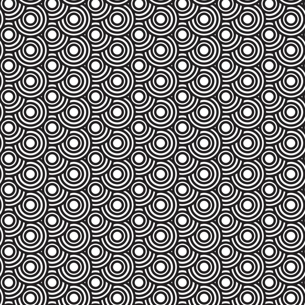Black And White Overlapping Circles Pattern Background Japanese Style vector