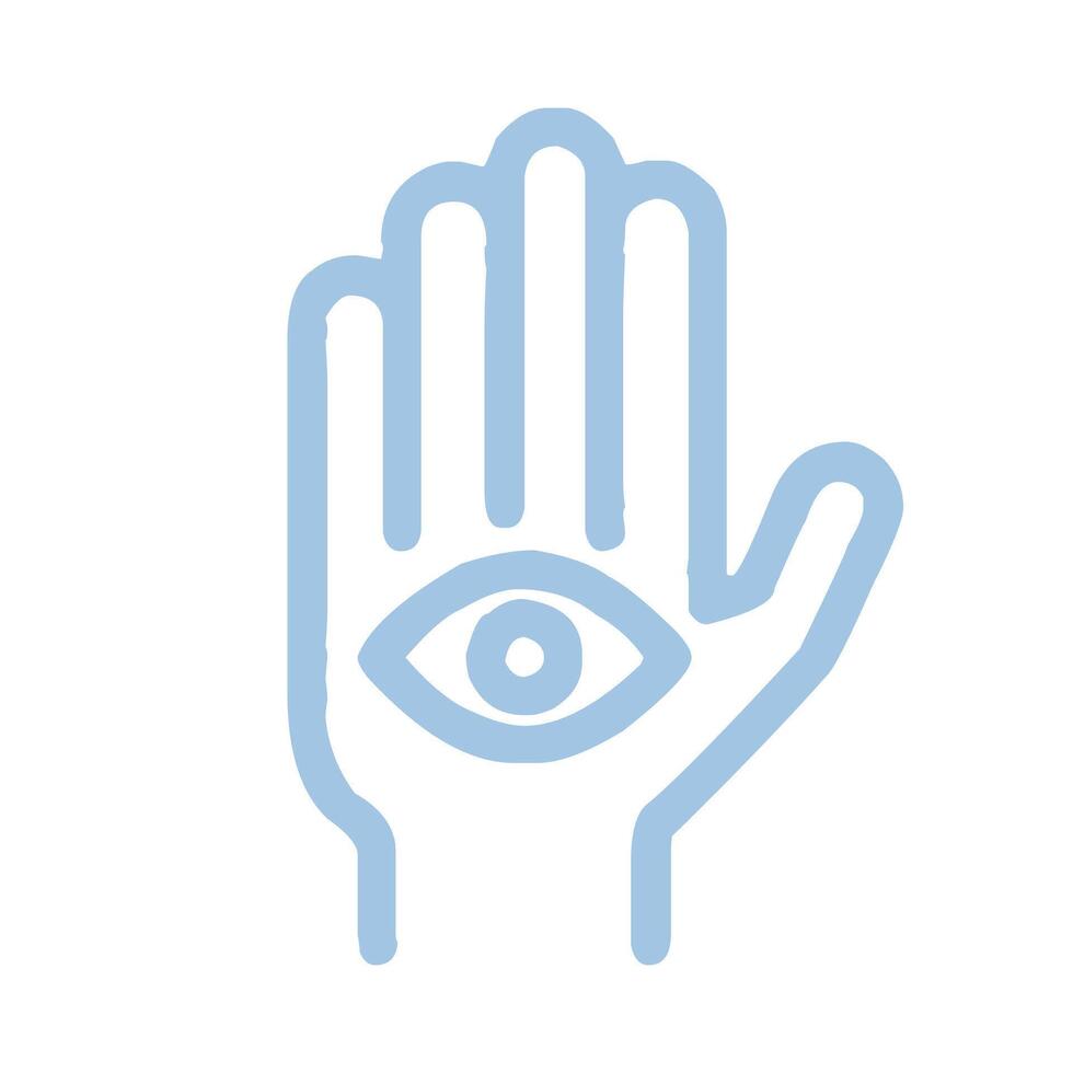 azul sencillo hamsa mano línea icono vector