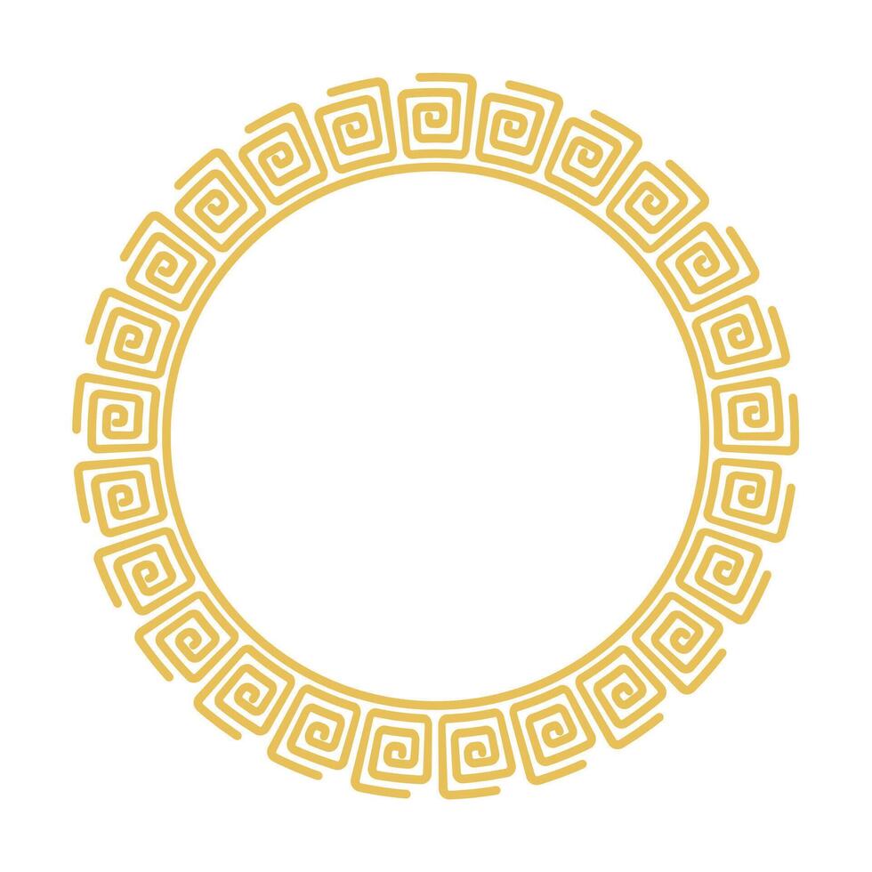 Golden Greek Circle Round Frame Border vector