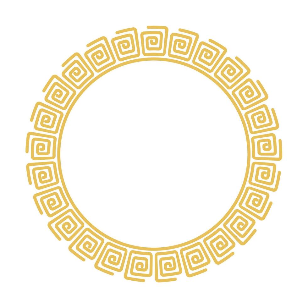 Golden Greek Circle Round Frame Border vector