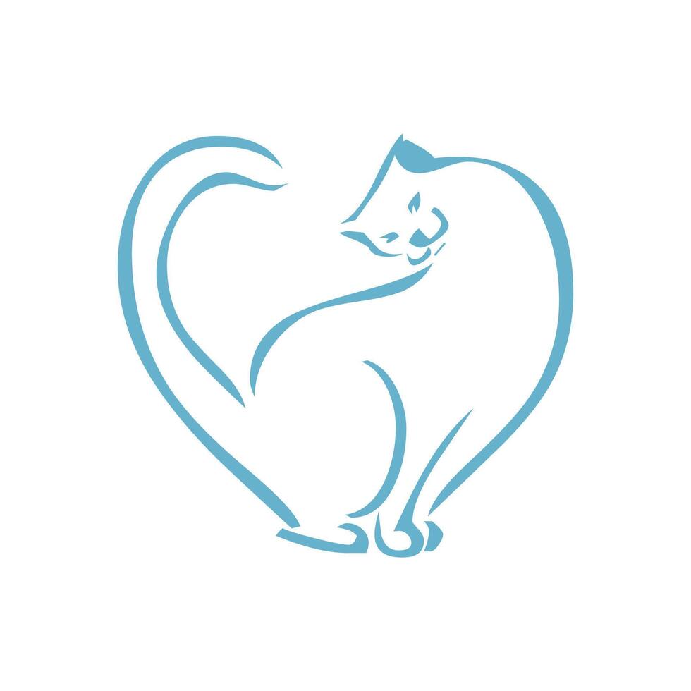 Hand Drawn Brush Linear Cat Icon vector