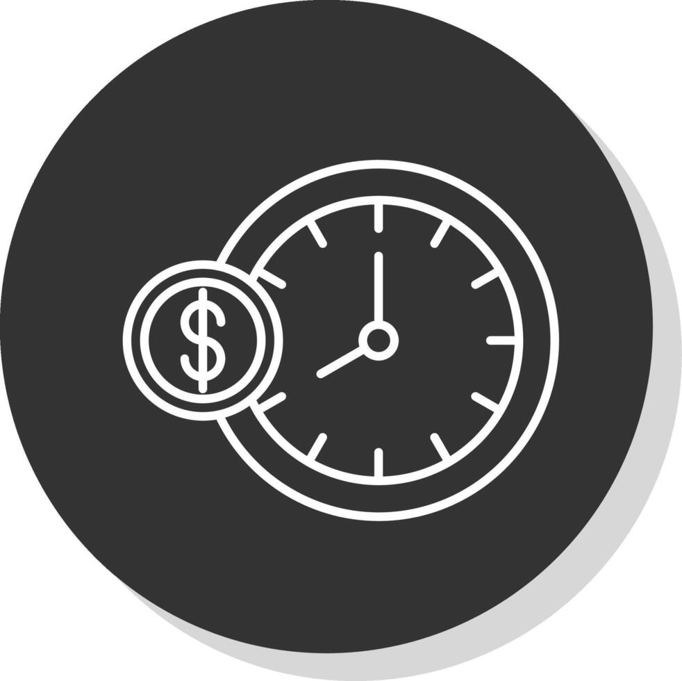 hora es dinero línea gris icono vector