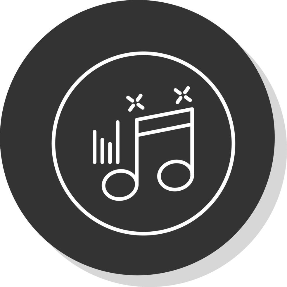 Musical Note Line Grey  Icon vector