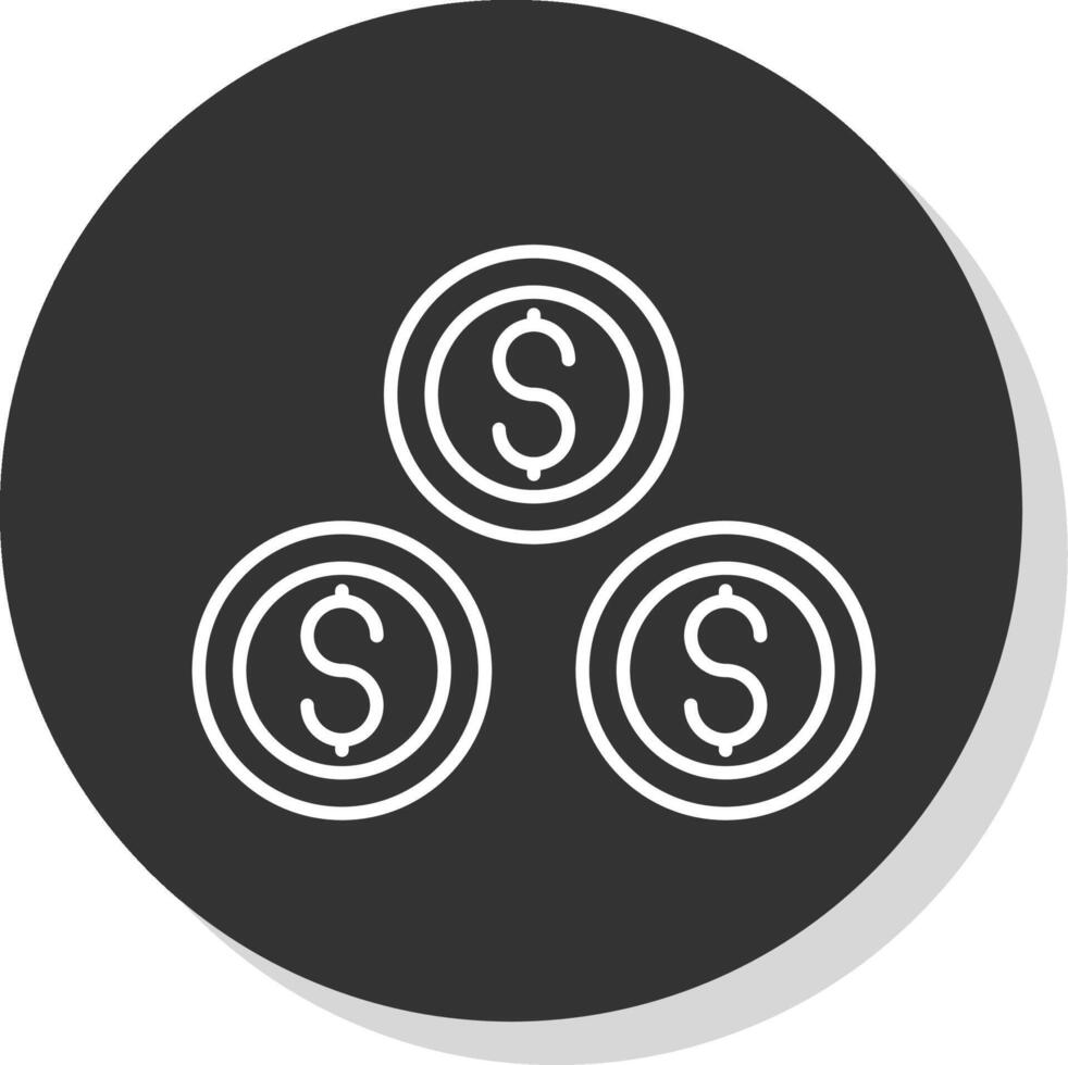Dollar Coins Line Grey  Icon vector