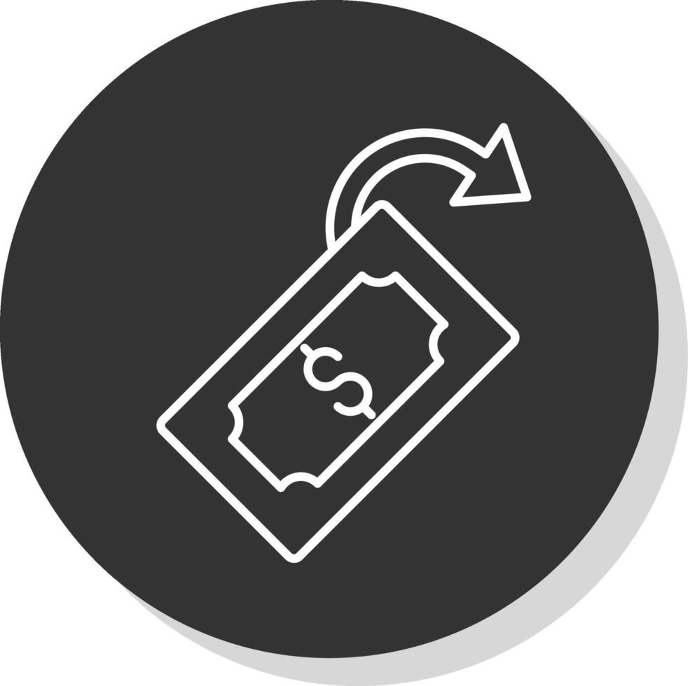 devolución de dinero línea gris icono vector