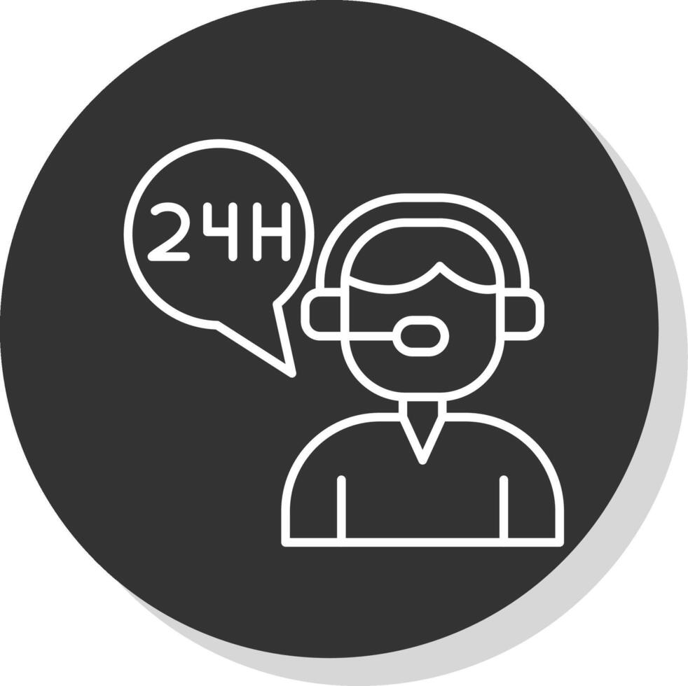 24 Hours Support Line Grey  Icon vector