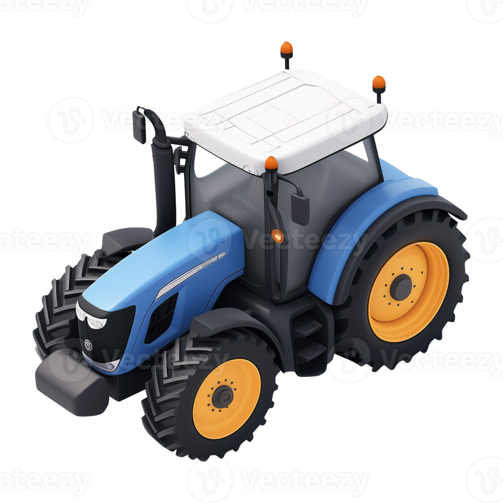 AI generated tractor 3d icon isolated on a transparent background png