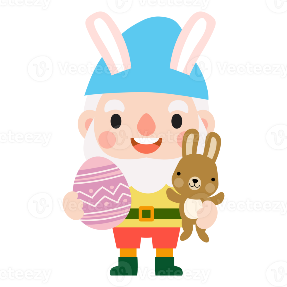 Happy Easter gnomes with bunny rabbit ears, Cute gnomes wearing bunny ears, Easter and spring png