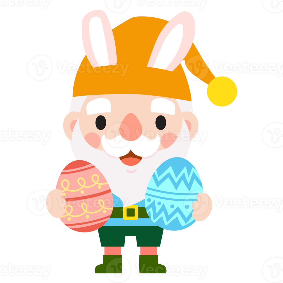 Happy Easter gnomes with bunny rabbit ears, Cute gnomes wearing bunny ears, Easter and spring png