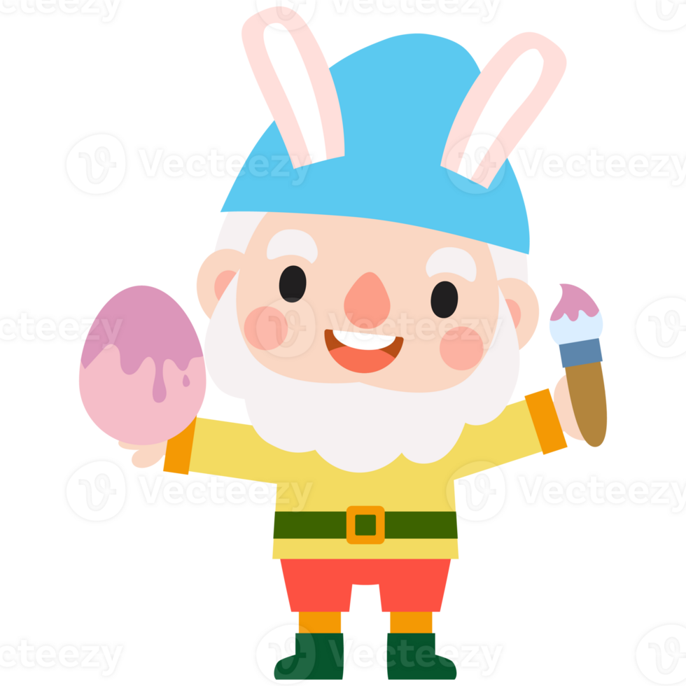 Happy Easter gnomes with bunny rabbit ears, Cute gnomes wearing bunny ears, Easter and spring png