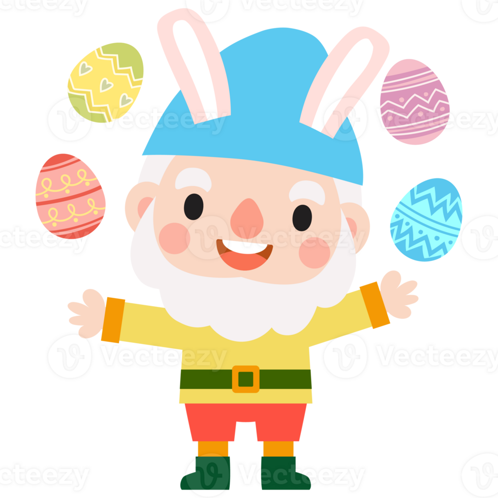 Happy Easter gnomes with bunny rabbit ears, Cute gnomes wearing bunny ears, Easter and spring png