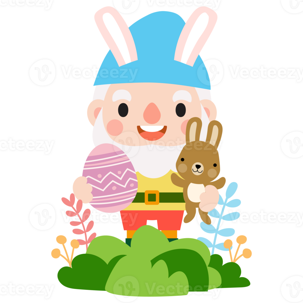 Happy Easter gnomes with bunny rabbit ears, Cute gnomes wearing bunny ears, Easter and spring png