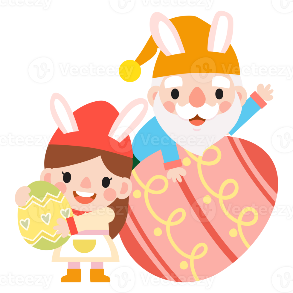 Happy Easter gnomes with bunny rabbit ears, Cute gnomes wearing bunny ears, Easter and spring, png