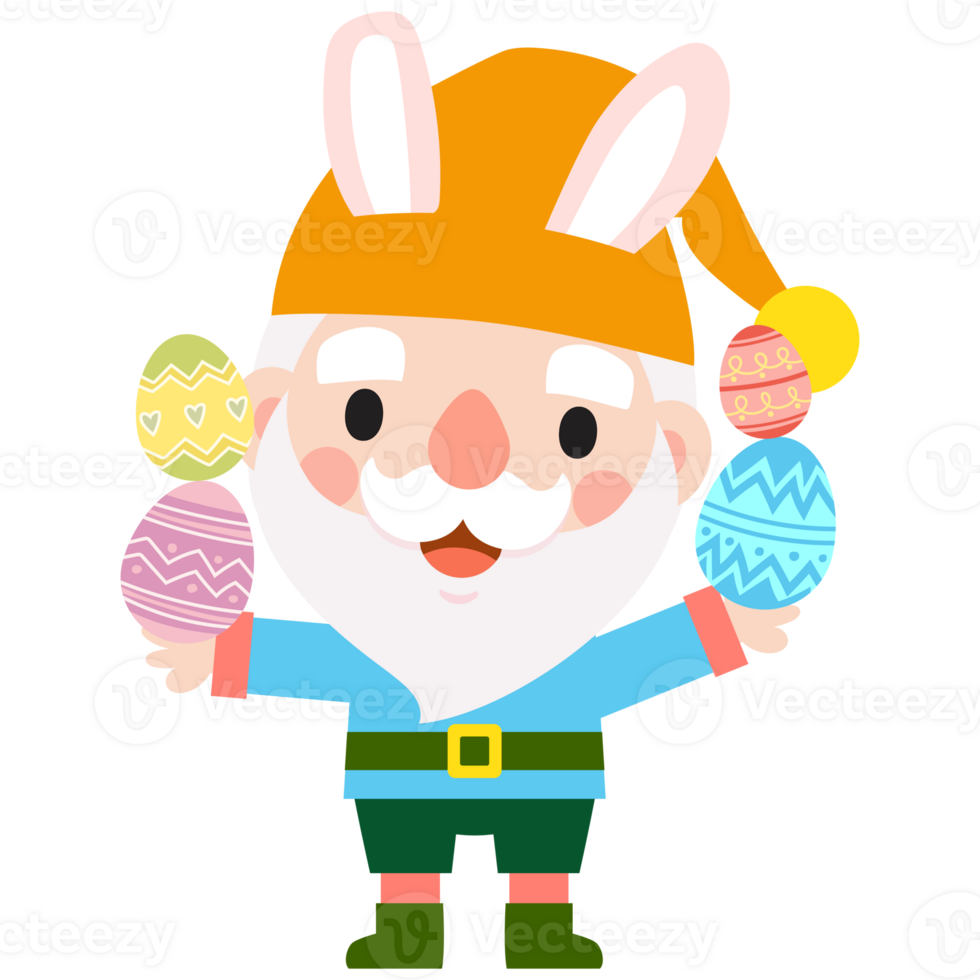 Happy Easter gnomes with bunny rabbit ears, Cute gnomes wearing bunny ears, Easter and spring, png