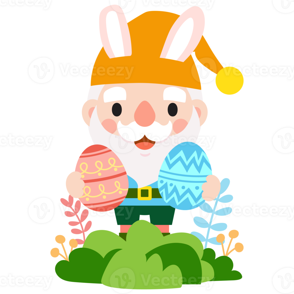 Happy Easter gnomes with bunny rabbit ears, Cute gnomes wearing bunny ears, Easter and spring png