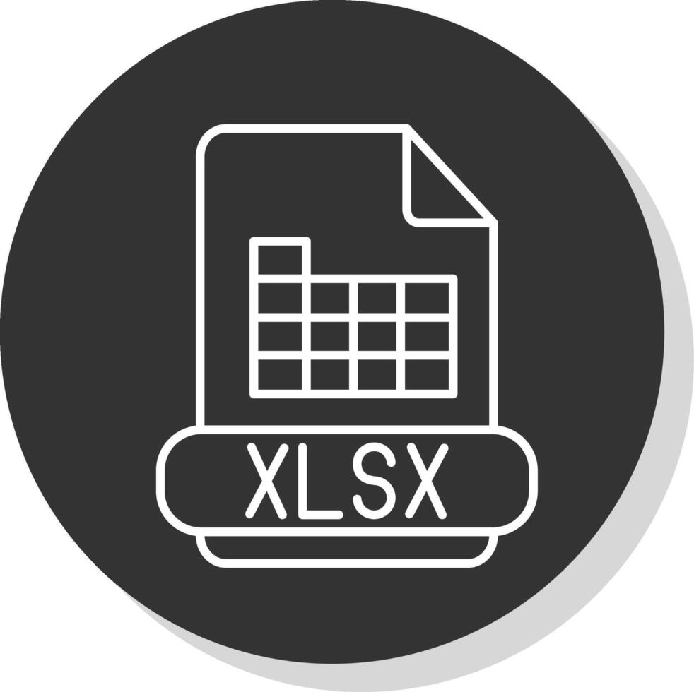 xlsx línea gris icono vector