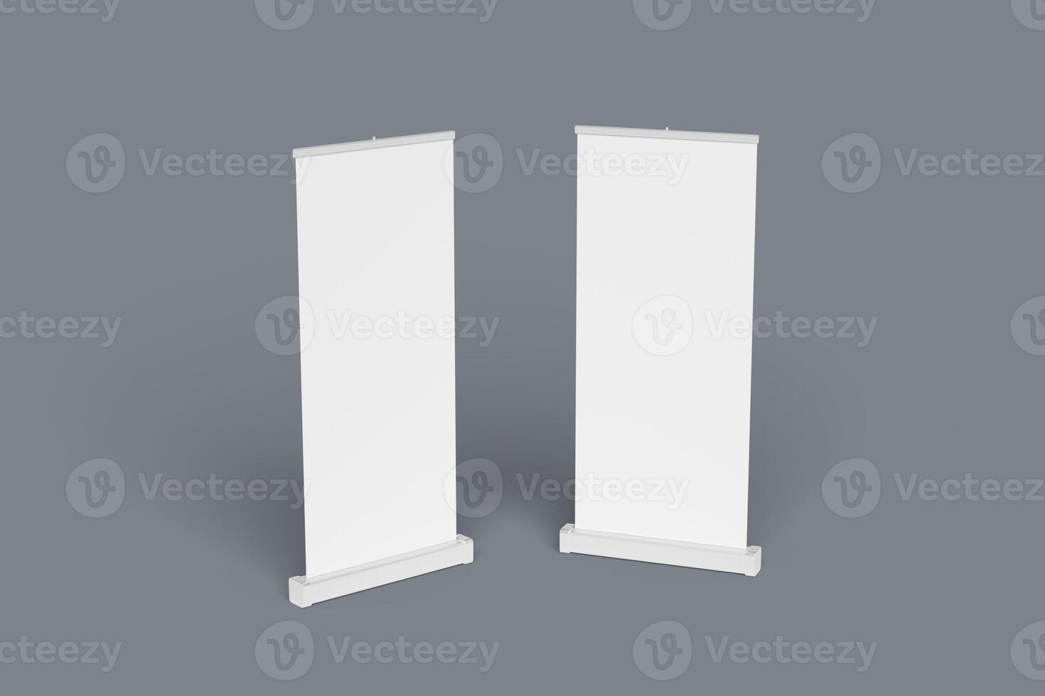 Two roll up banner mockup front view photo