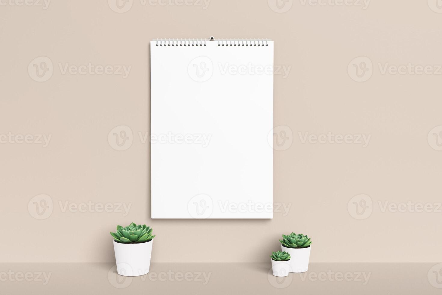 Decorative Calendar Mockup for Corporate Branding with flower pot photo