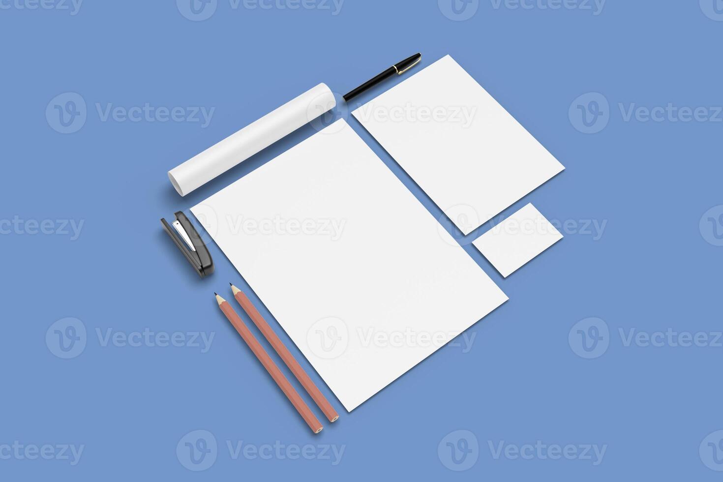 Perspective of corporate branding stationary mockup isolated photo