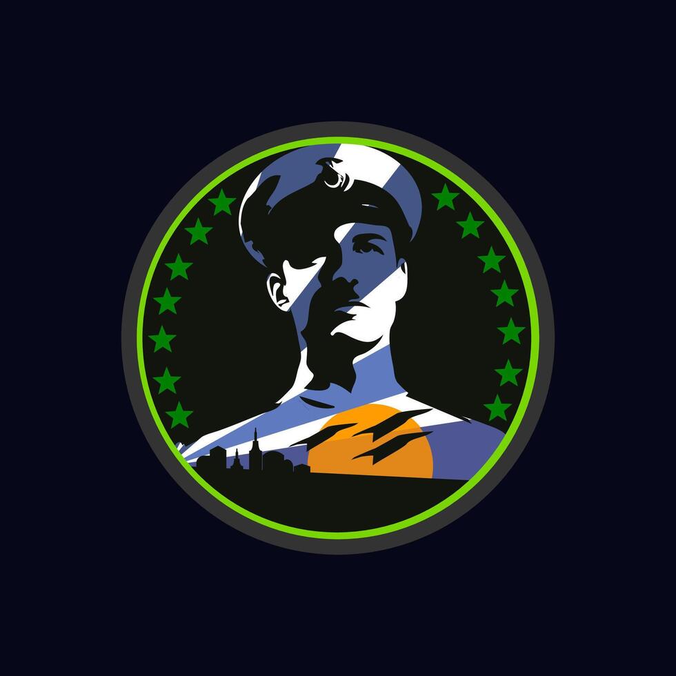 military logo or symbol, image of a war commando, vector