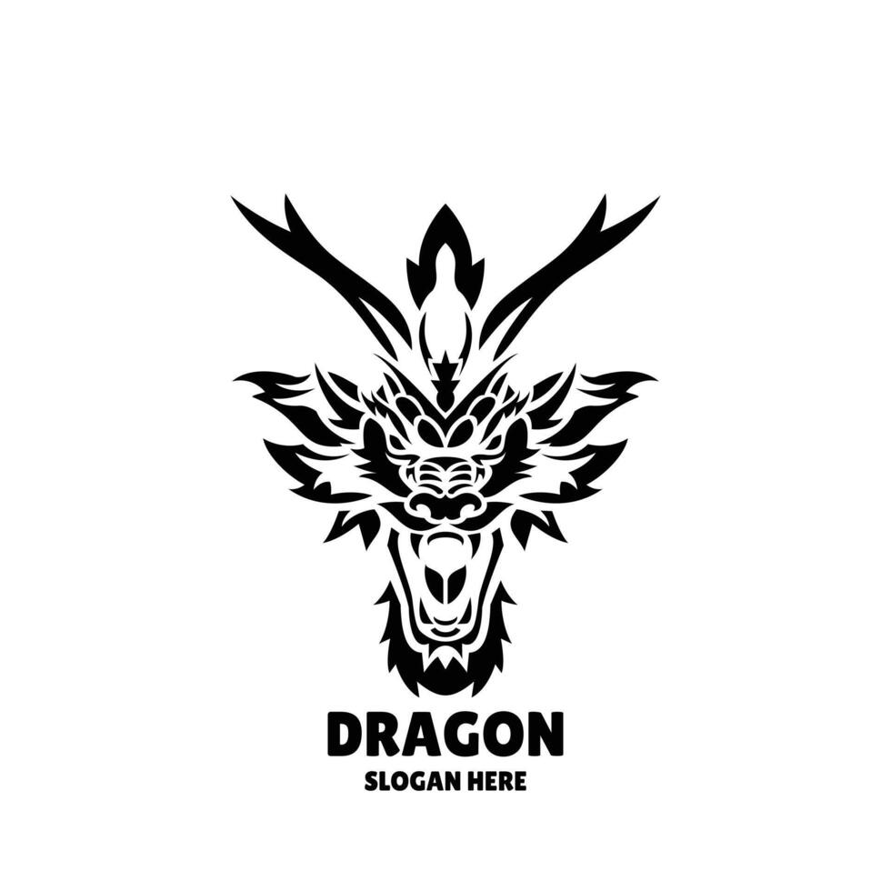 dragon silhouette logo design illustration vector