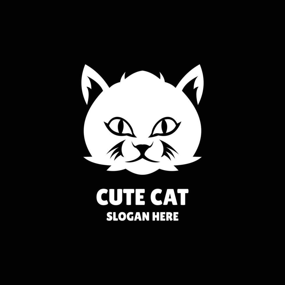 cute cat silhouette logo design illustration vector