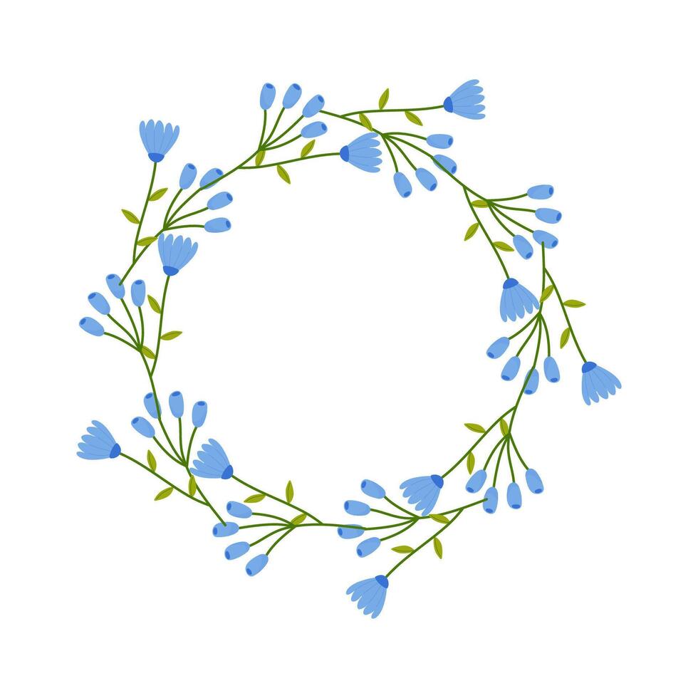 floral redondo marco, ornamento, primavera azul florecimiento de maíz. en blanco aislado antecedentes. para tu tarjeta postal diseño, invitaciones, Felicidades vector