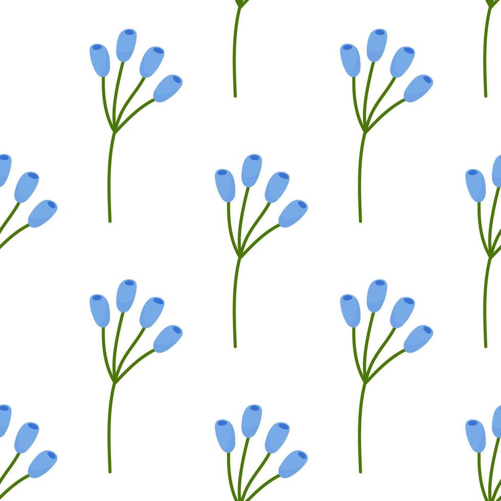 Seamless floral spring flowers blue.Vector illustration. For your design, wrapping paper, fabric. vector
